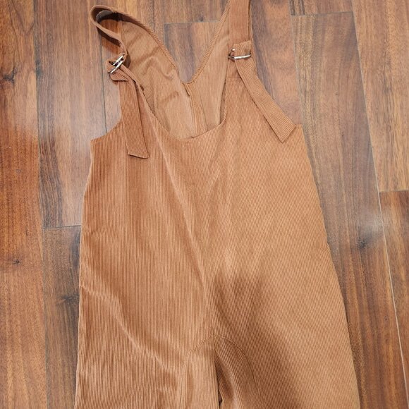 Women's Boho Orange Corduroy soft oversized overalls - Picture 7 of 11